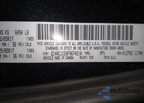 2015 Chrysler Town & Country Touring-L из США, поврежденный, VIN 2C4RC1CG9FR674210